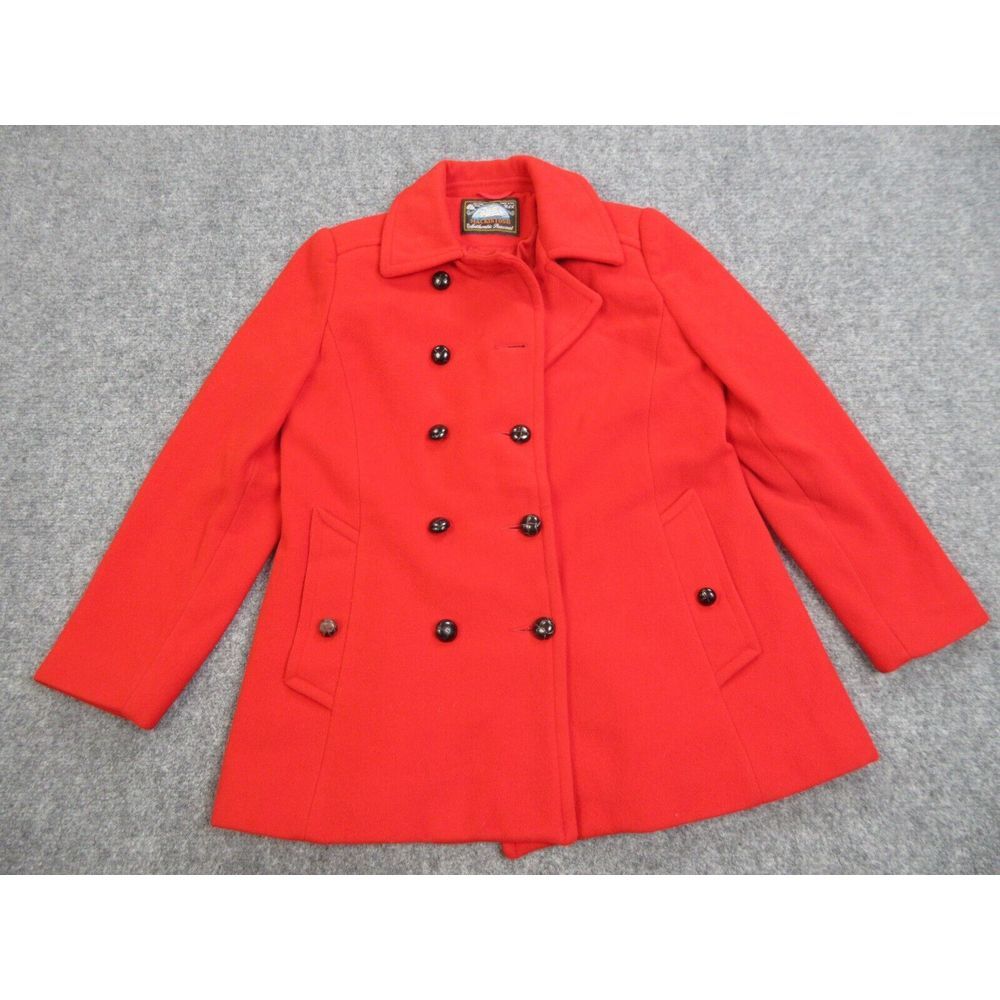 VINTAGE Mackintosh Jacket Womens 10 Red Button Up Wool Peacoat Union Made Jacket